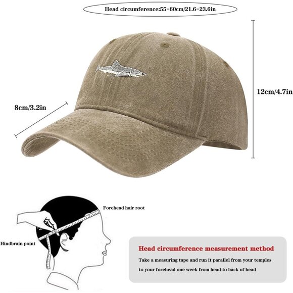Women's Shark Khaki Fashion Baseball Cap Adjustable Strap Back Visor Sports Hat - Picture 7 of 7